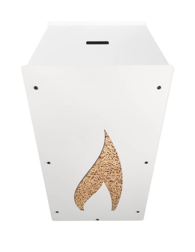 stockage pellets flamme en blanc
