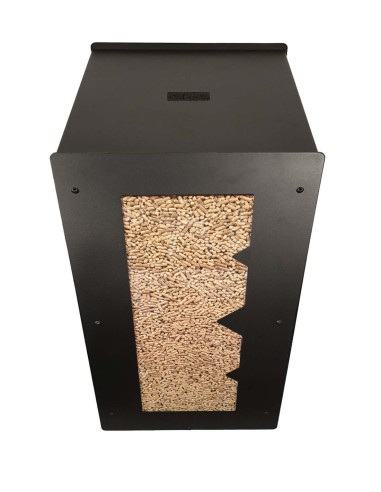 optimize space with granulebox nivo 55kg black wood pellet holder