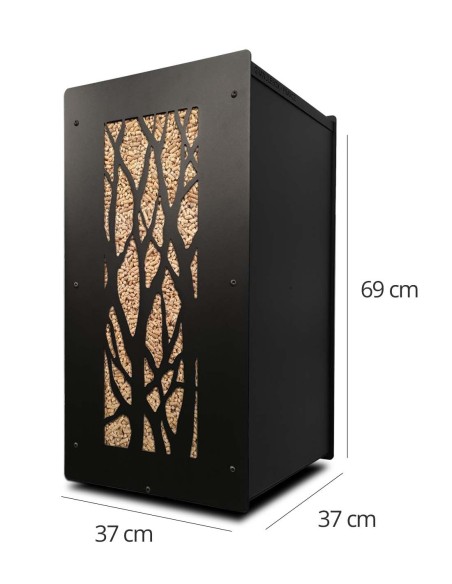 Indoor pellet tank for pellet stoves