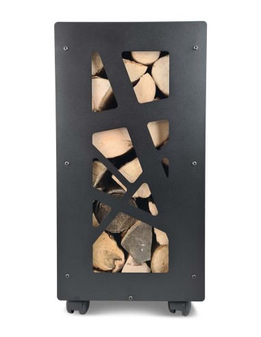 rangement de bûches de bois et de bois compressé