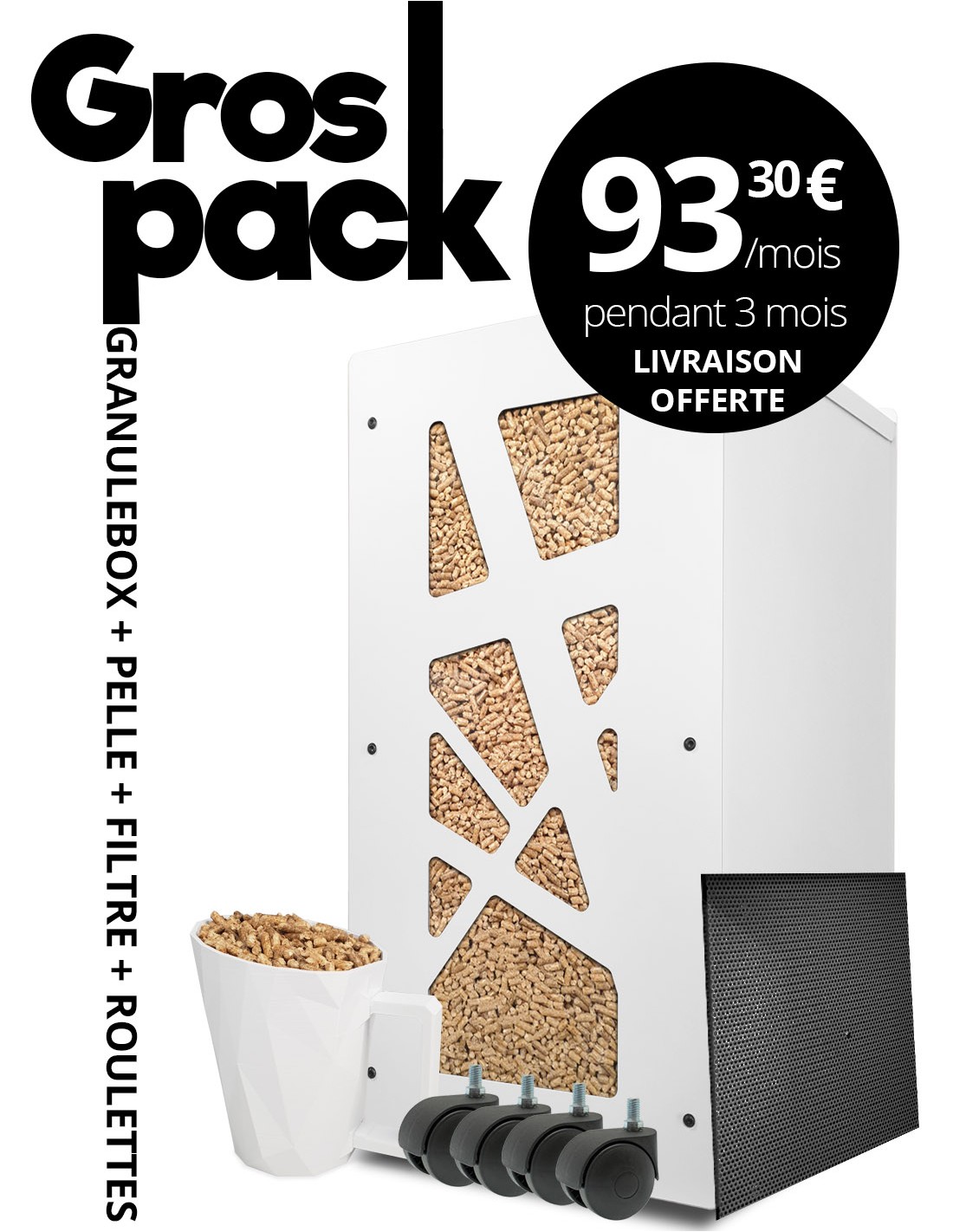 Gros pack stockage pellets Archi Blanc
