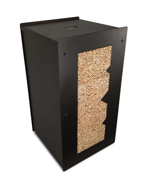 Compact pellet storage box for small spaces