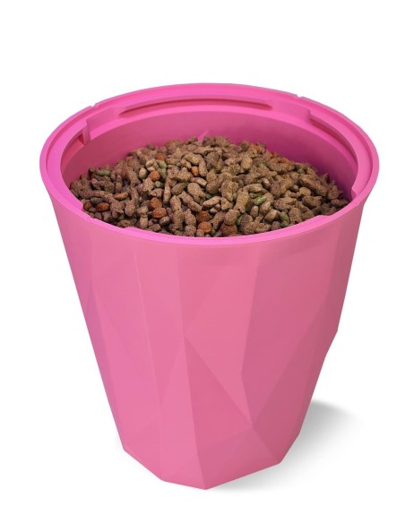Open Crocketbox APIE filled with dry kibble, showing freshness seal