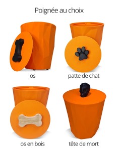 Pouring dry cat food into the 2.5kg orange CrocketBox 2