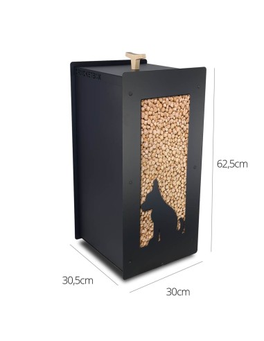 réservoir à croquettes pratique en noir 20kg