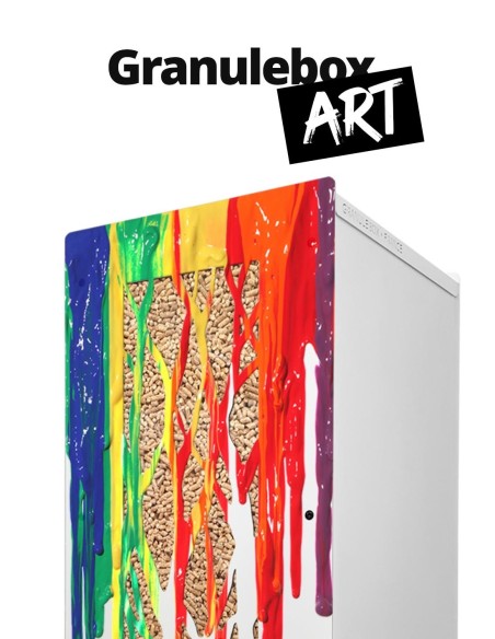 Box à pellets design et artistique pour stocker le granulés de bois