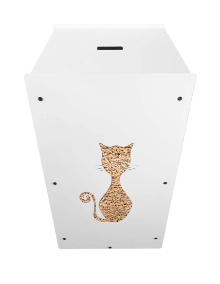 Wood pellet storage 55kg white cat