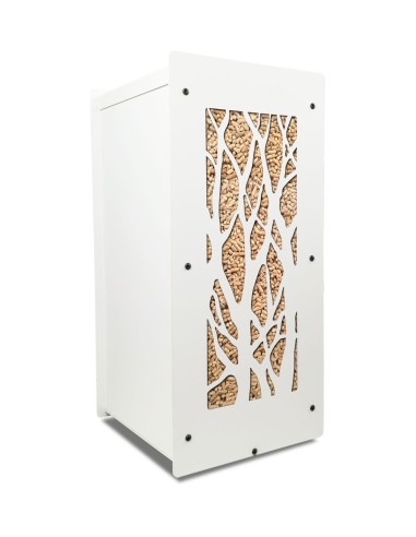 White steel Granulebox for wood pellets, aesthetic and robust