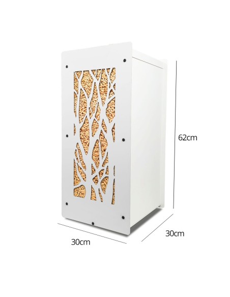 Elegant pellet storage solution in white, 30 kg capacity