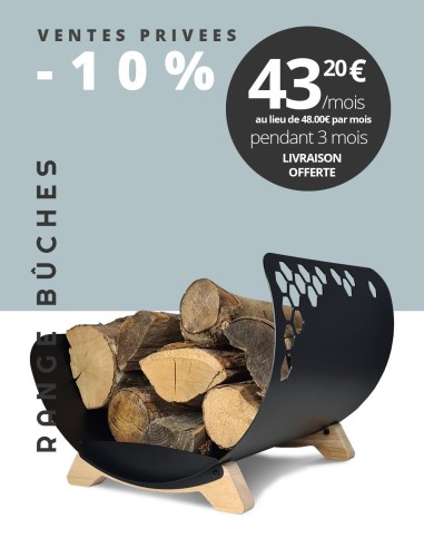 Porte-bûches métallique en noir