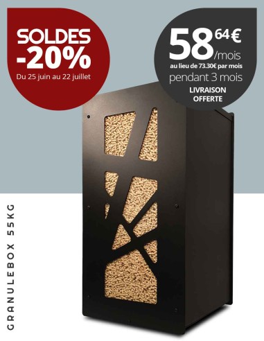 Meuble de rangement granulés de bois Granulebox Archi noir 55 kg