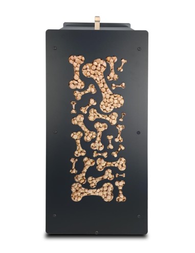 Boîte à croquettes en acier avec motif os embossé