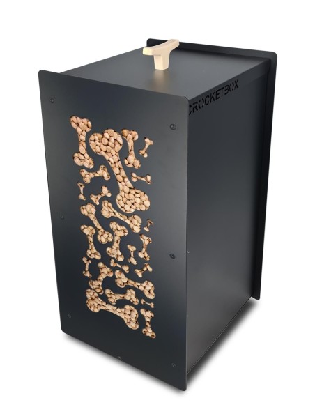 Rangement croquettes chien noir avec hublot en verre
