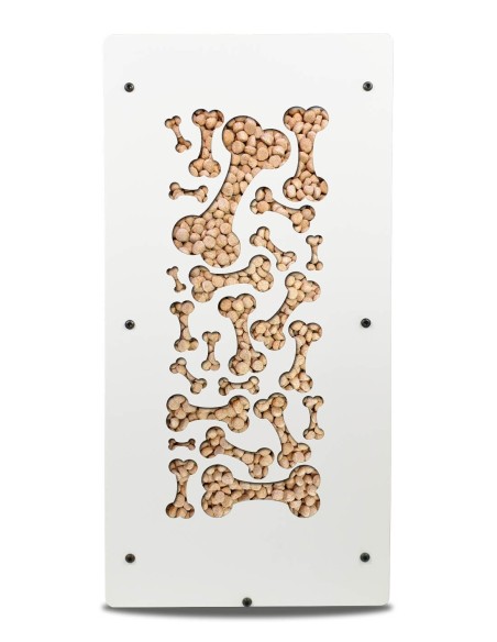 Meuble blanc à croquettes motif os Crocketbox 20 kg