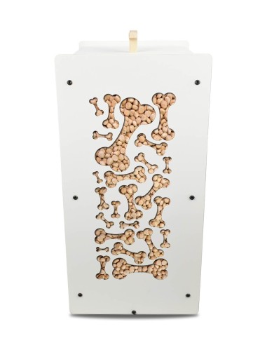 Vue détail motif os en relief sur Crocketbox blanche