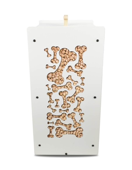 Vue détail motif os en relief sur Crocketbox blanche