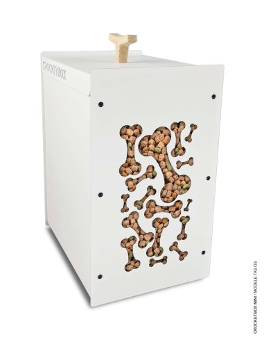 Boîte à croquettes design blanche Crocketbox 10 kg