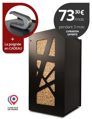 Meuble de rangement granulés de bois Granulebox Archi noir 55 kg