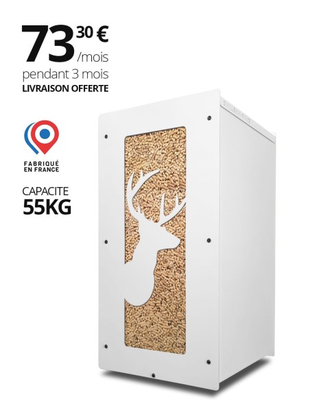 Granulebox 55kg Cerf Blanc: élegant pellet storage box