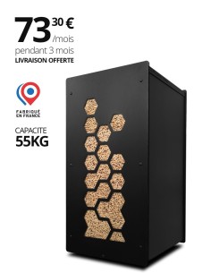 Storage for pellets, steel structure and tempered glass Made in France