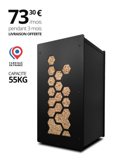 Rangement granulés de bois Granulebox Octo Noir 55kg