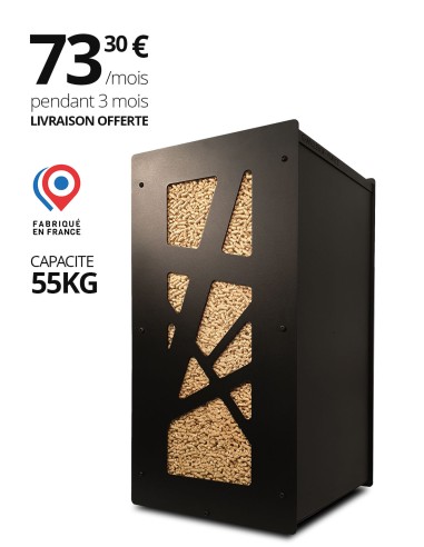 Meuble de rangement granulés de bois Granulebox Archi noir 55 kg