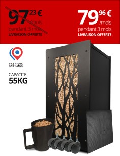 Gros pack stockage granulés de bois Arbre noir : image