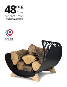 Porte-bûches métallique en noir