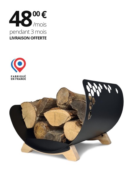Porte-bûches métallique en noir