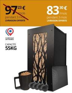 Gros pack stockage granulés de bois Arbre noir : image