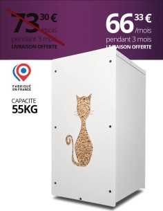 Wood pellet storage 55kg white cat : image