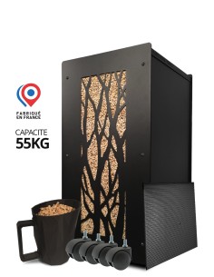 Gros pack stockage granulés de bois Arbre noir : image