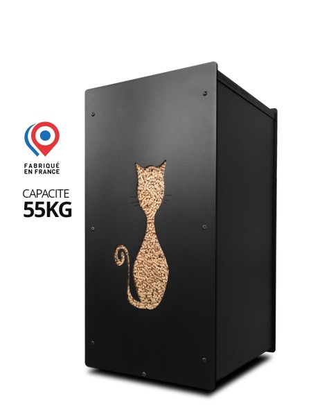 Wood pellet storage 55kg black cat : image