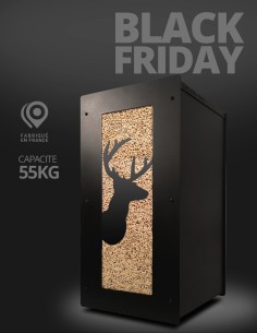 Wood pellet storage 55kg black Deer : image