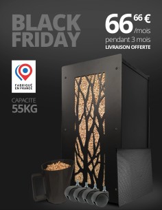 Gros pack stockage granulés de bois Arbre noir : image