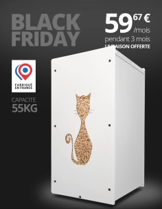 Wood pellet storage 55kg white cat : image