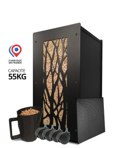 Gros pack stockage granulés de bois Arbre noir : image