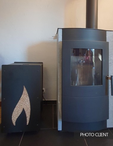 meuble de stockage granulés de bois design