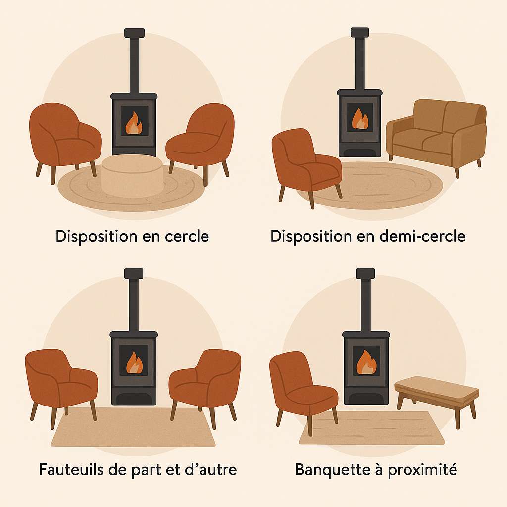 Disposition idéale du mobilier autour d’un poêle à granulés