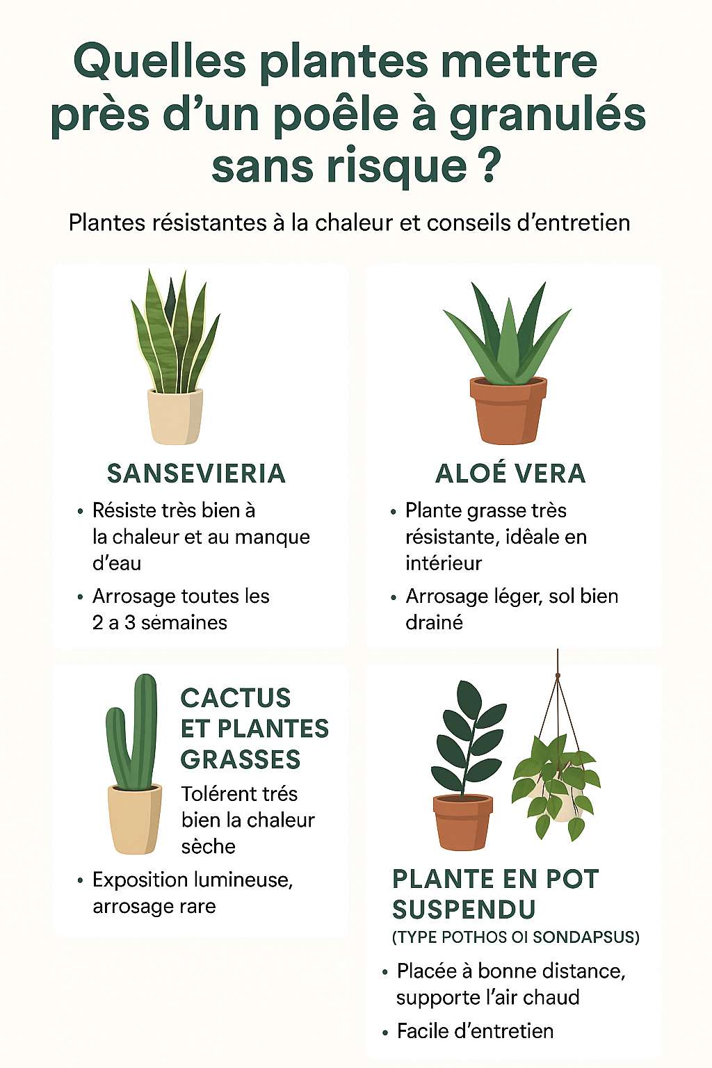 Quelles plantes mettre près d’un poêle à granulés sans risque